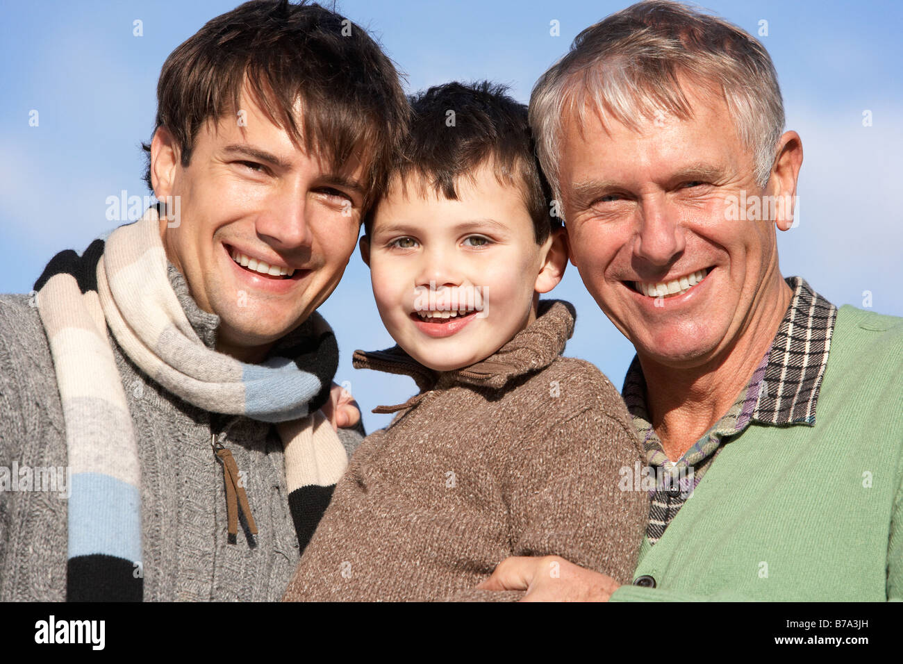 Portrait de grand-père, père et fils Banque D'Images