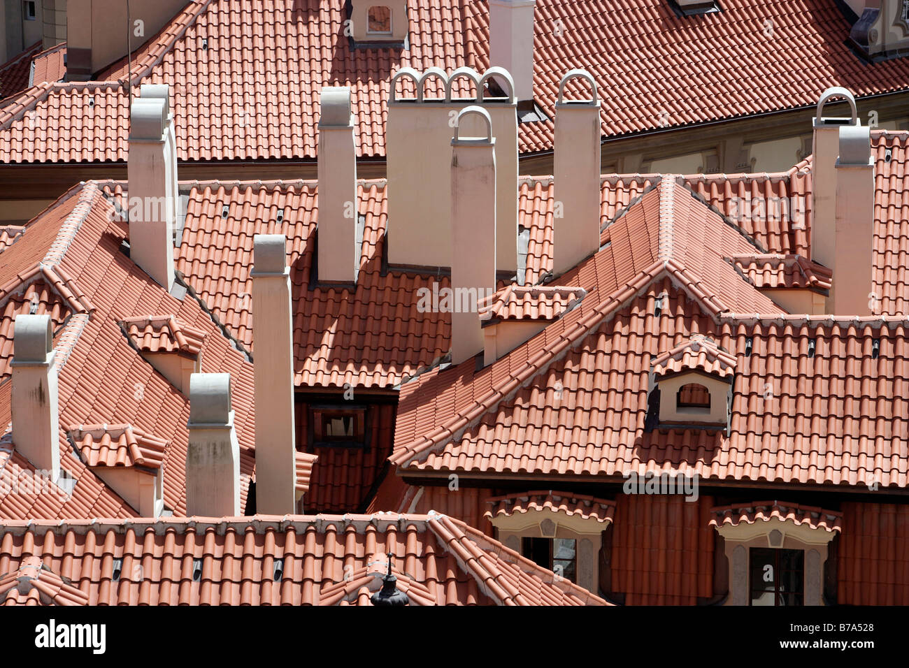 Vue depuis le quartier de Malá Strana, sur les toits de Prague, République Tchèque, Europe Banque D'Images