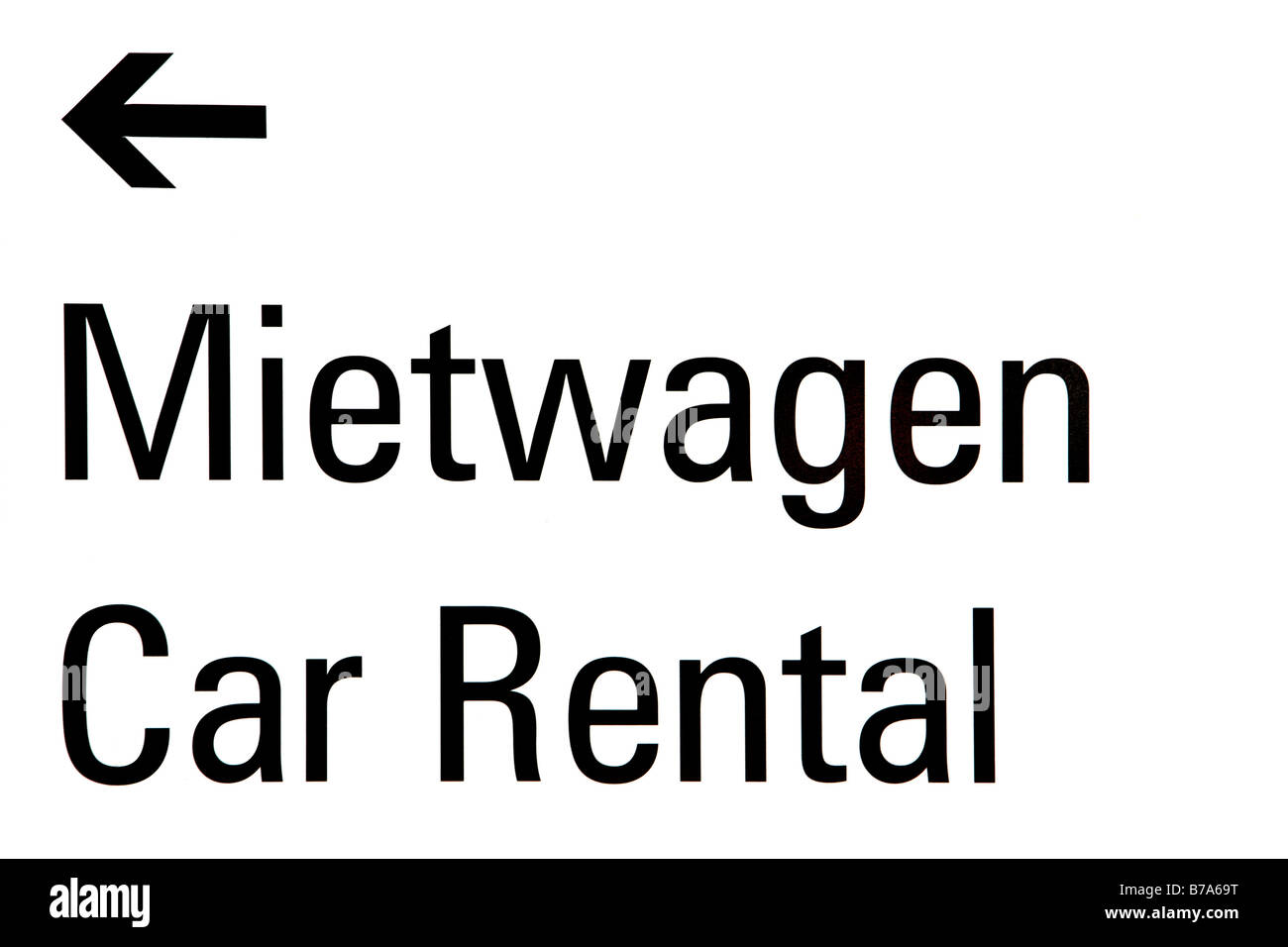 Signe de l'information pour les compagnies de location de voiture à l'aéroport de Munich, Bavaria, Germany, Europe Banque D'Images