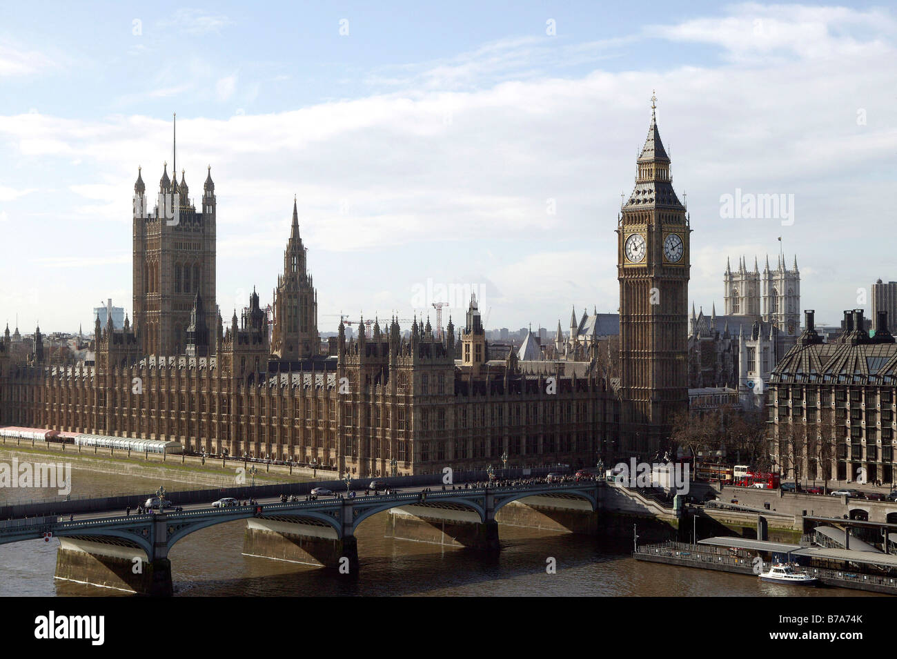 Big Ben et des chambres du Parlement à Westminster Bridge à Londres, Angleterre, Grande-Bretagne, Europe Banque D'Images