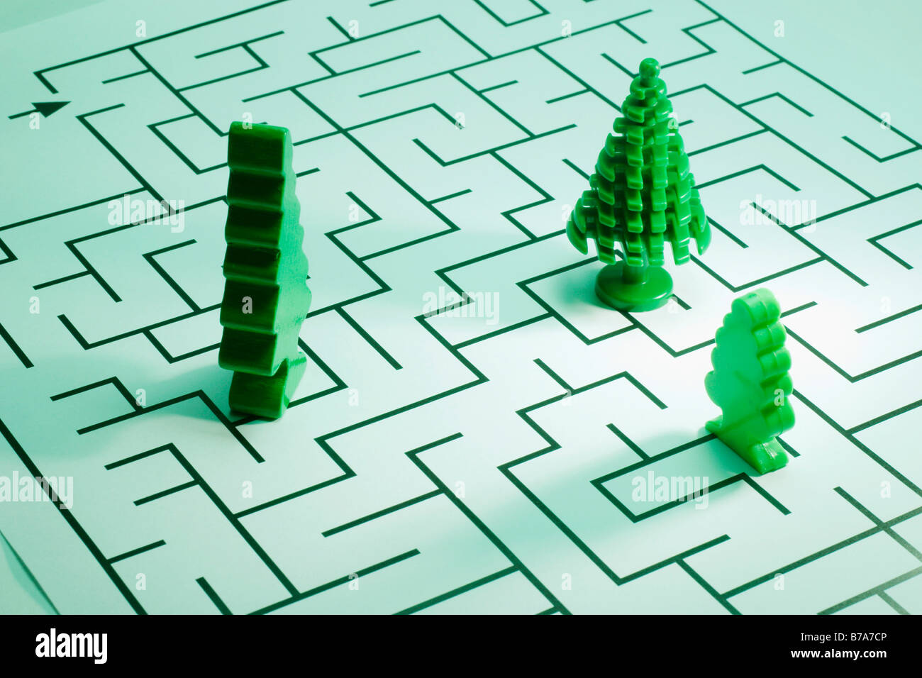 Arbres miniatures sur maze Banque D'Images