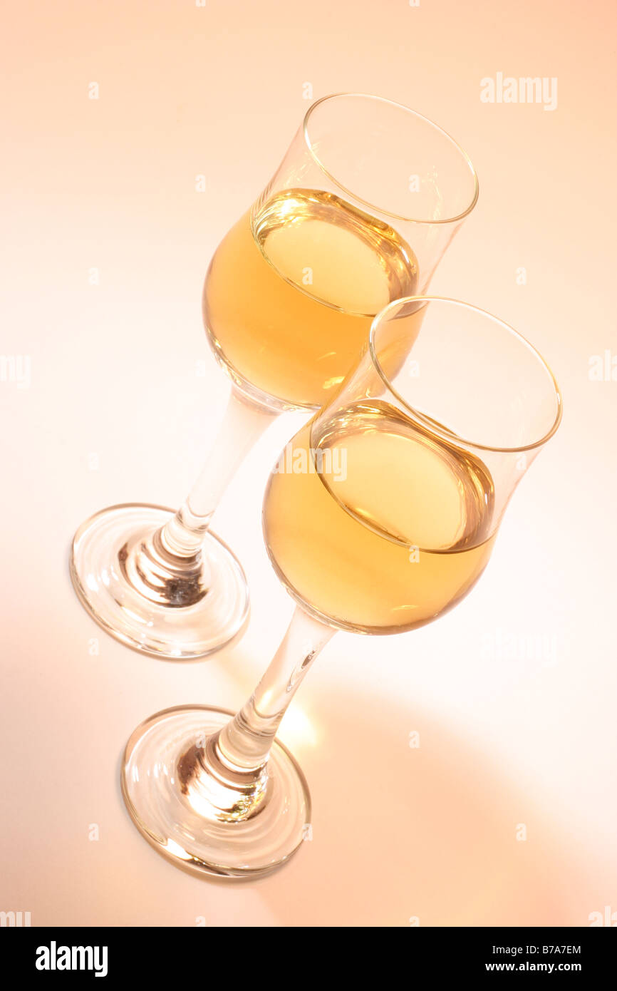 Wineglasses, vin blanc Banque D'Images