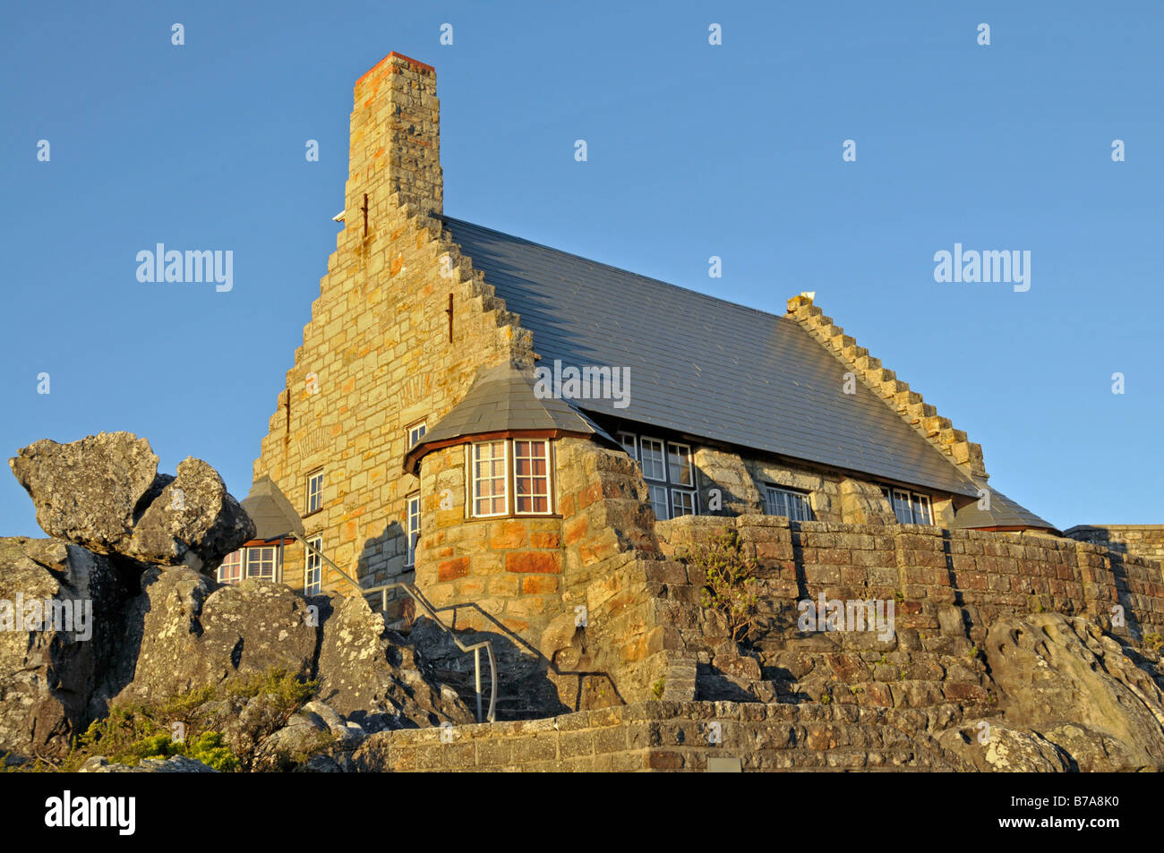 Maison en pierre, de style hollandais du Cap, Table Mountain, Cape Town, Afrique du Sud Banque D'Images