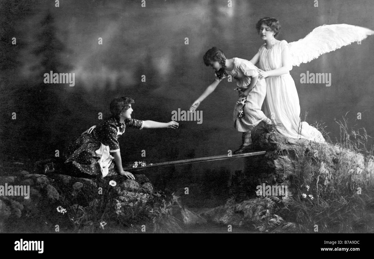 Photo historique, ange gardien, ca. 1915 Banque D'Images