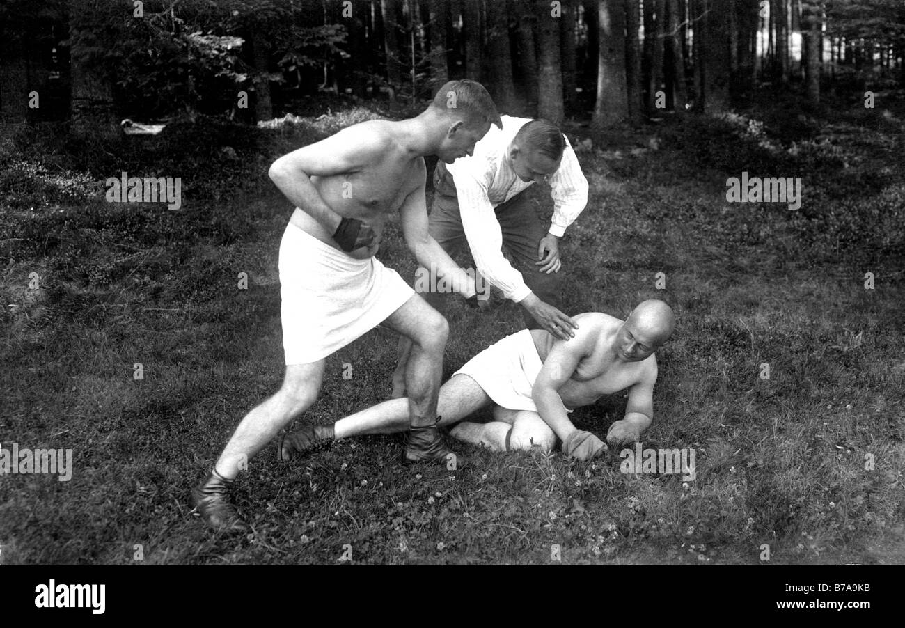 Photo historique, match de boxe, ca. 1920 Banque D'Images