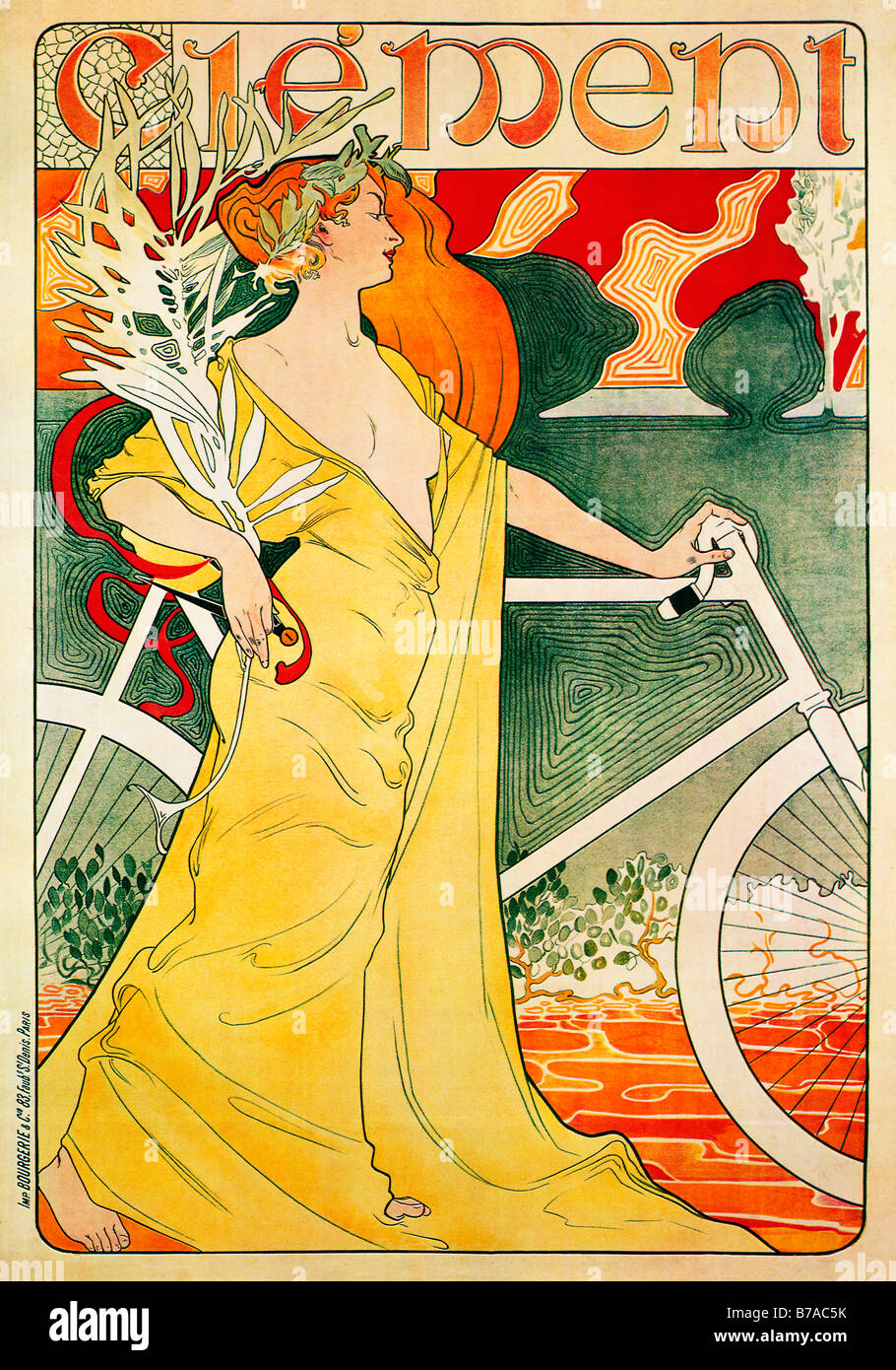 Art Nouveau 1903 Cycles Clement poster par Misti pour le fabricant français de vélos haut de gamme Banque D'Images
