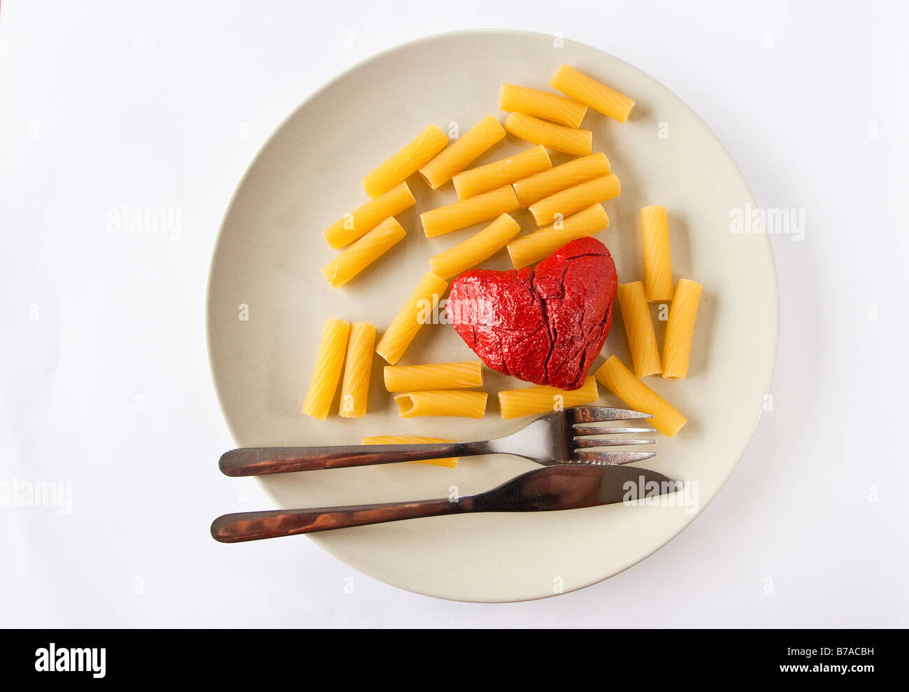 Coeur de pierre pour la Saint Valentin, un repas d'amoureux Banque D'Images