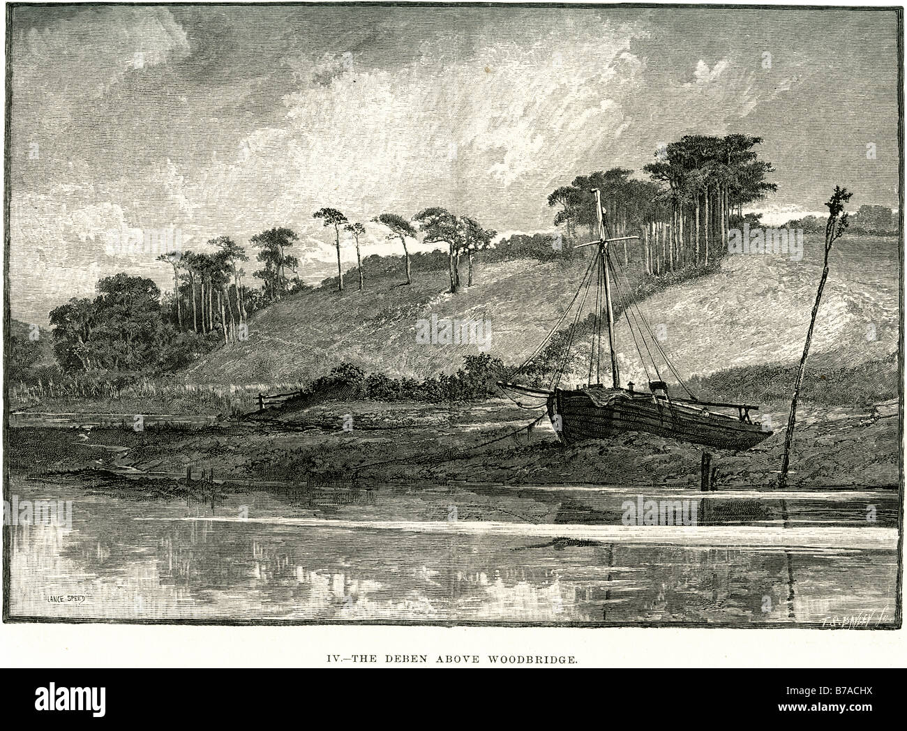 Iv ci-dessus de l'eau deben woodbridge commerce transport voile Voile Voile baie de la côte de la rivière Deben est une rivière française, de longueur moyenne. Banque D'Images