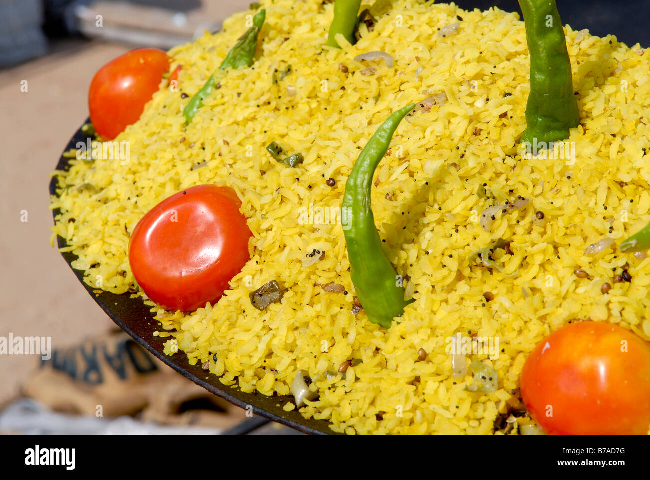 Le riz, tomates et piments verts, Ram devra pilgrim festival, Ramdevra Pokhran,, Rajasthan, Inde du Nord, l'Asie Banque D'Images