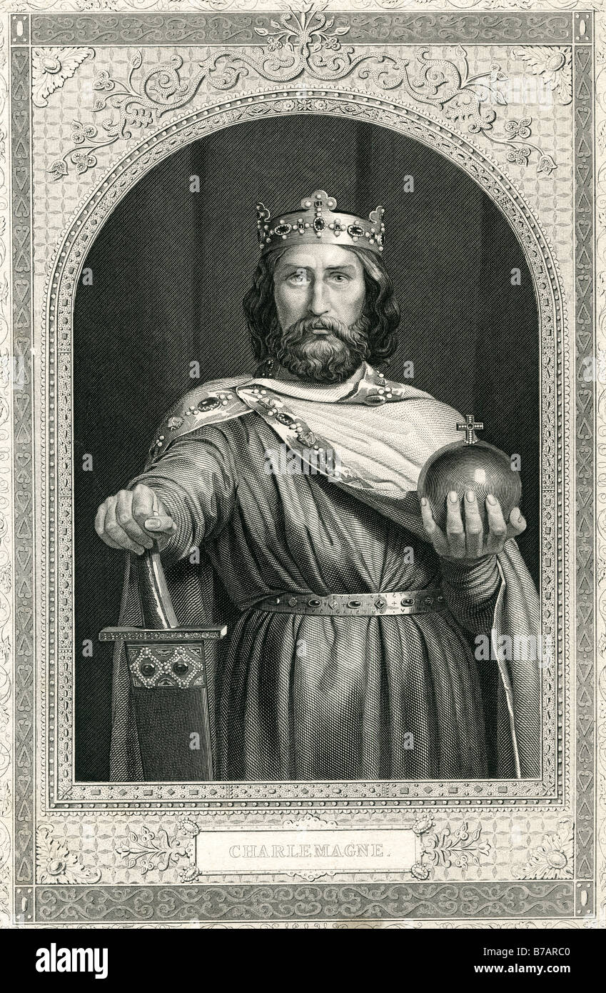 Charlemagne Carolus Magnus Magnus, Karolus ou sens Charles le Grand (2 avril 742 - 28 janvier 814) fut roi des Francs f Banque D'Images