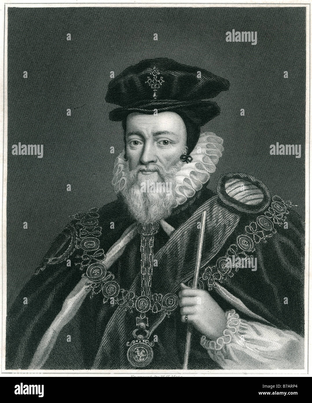 William Cecil, 1er baron Burghley (parfois orthographié Burleigh) (13 septembre 1520 - 4 août 1598), était un homme d'État anglais KG, Banque D'Images