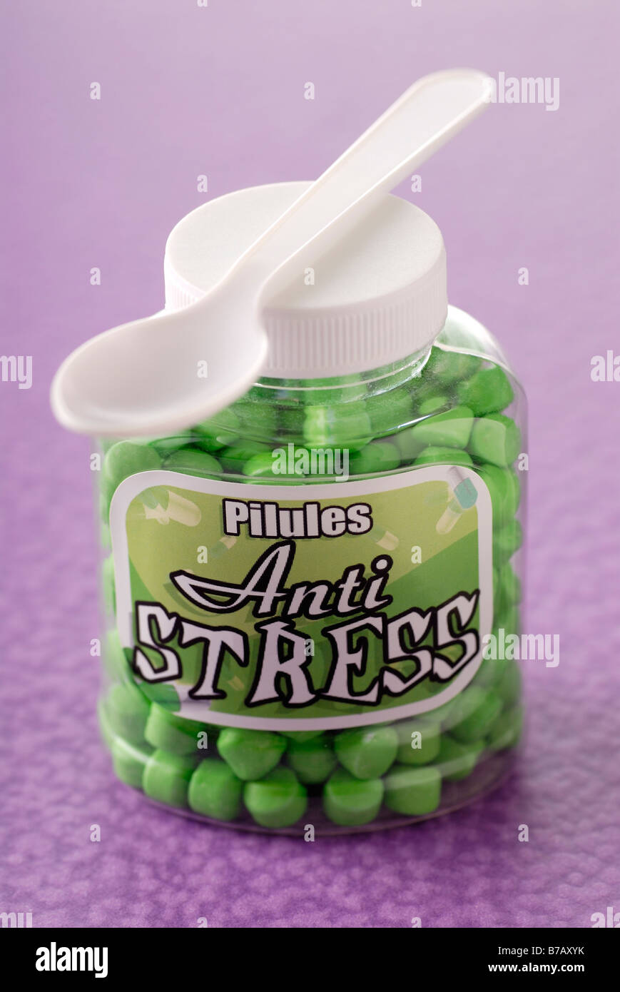 Bouteille de pilules anti-stress Banque D'Images