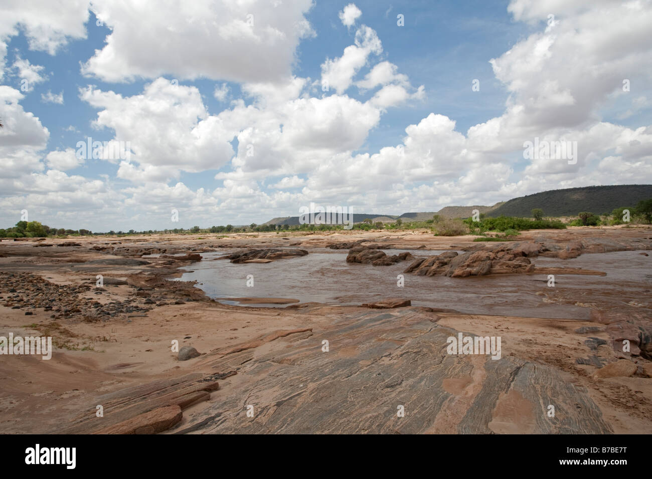 La rivière Galana Lugards Falls Parc national de Tsavo East au Kenya Banque D'Images