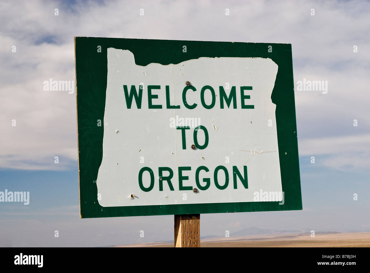Panneau de bienvenue à la limite de l'état de l'Oregon USA Banque D'Images