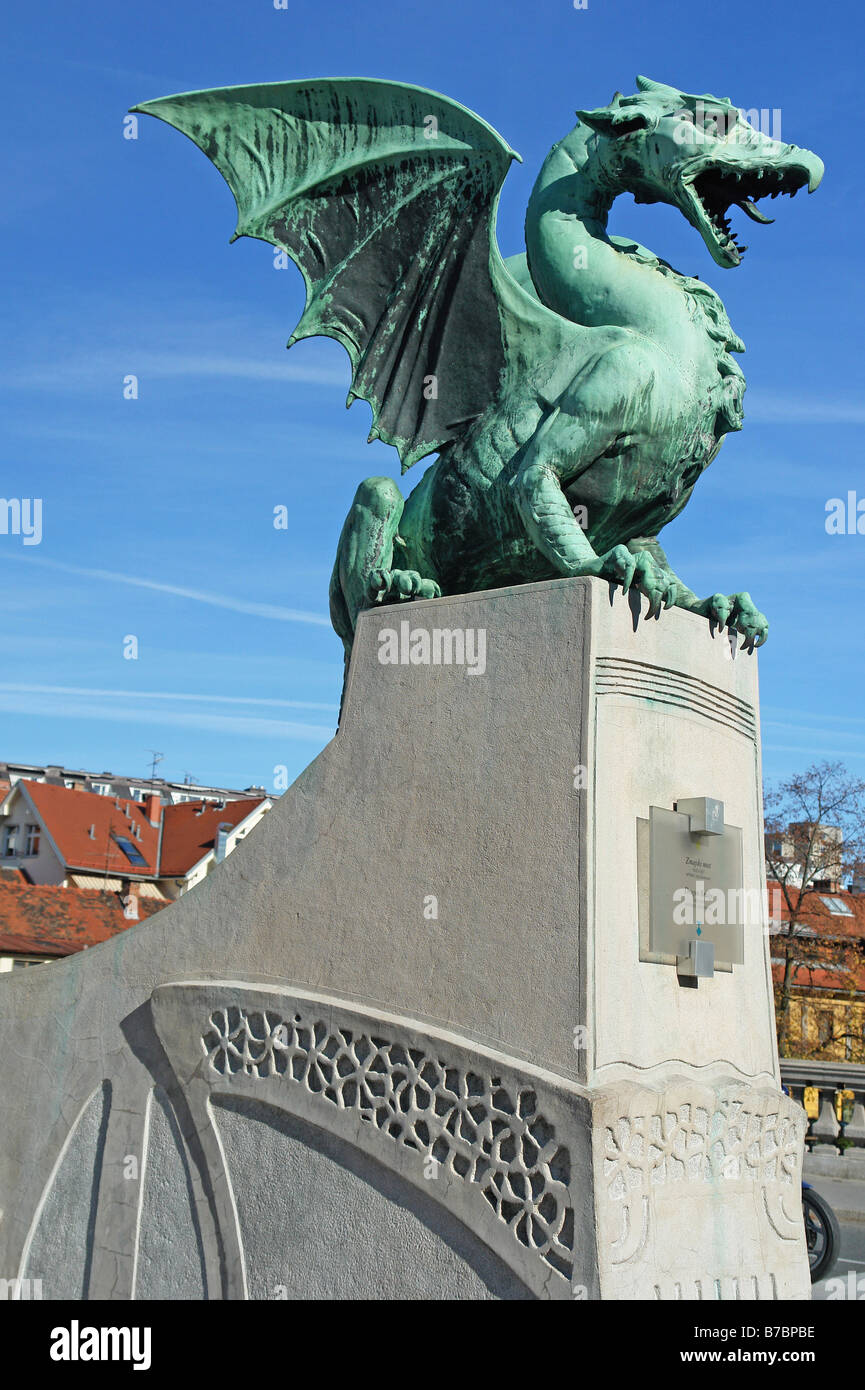 Détail de la Dragon bridge, Ljubljana, Slovénie Banque D'Images