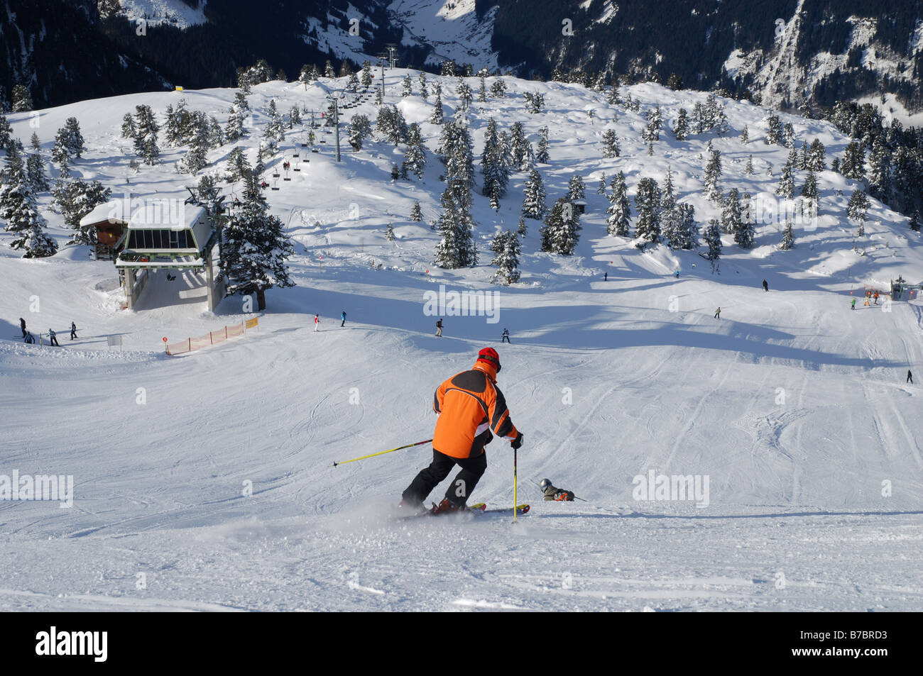 Le ski dans les montagnes Ahorn Mayrhofen Autriche Banque D'Images