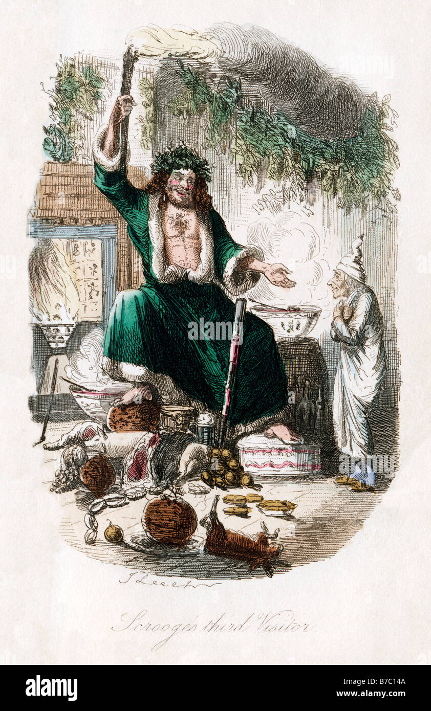 A Christmas Carol Scrooges Troisième Syndicat John Leech Illustration dans la première édition de l'ouvrage de Noël de Charles Dickens Banque D'Images