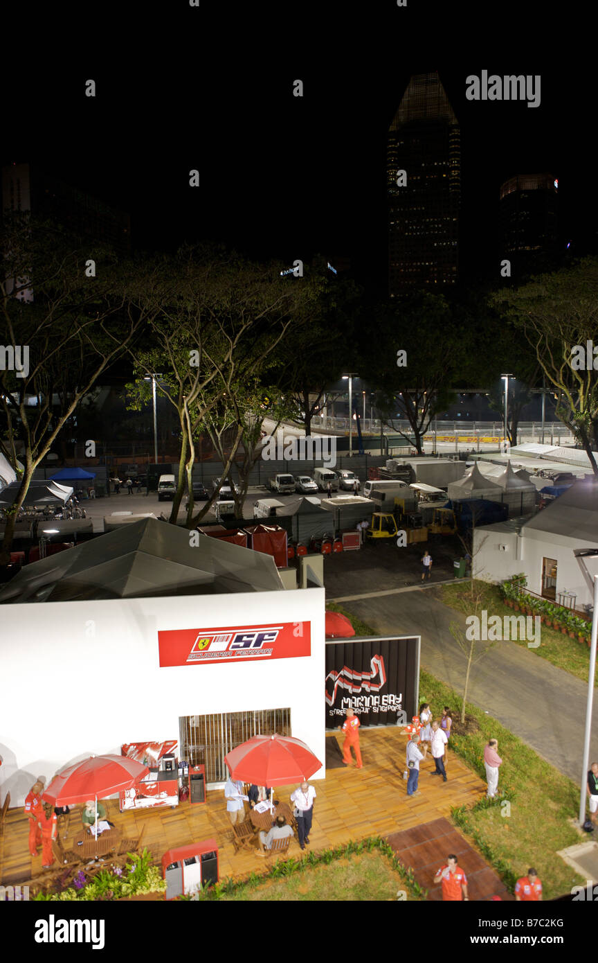 Bâtiment d'accueil de l'équipe Scuderia Ferrari F1 Grand Prix de Singapour Banque D'Images