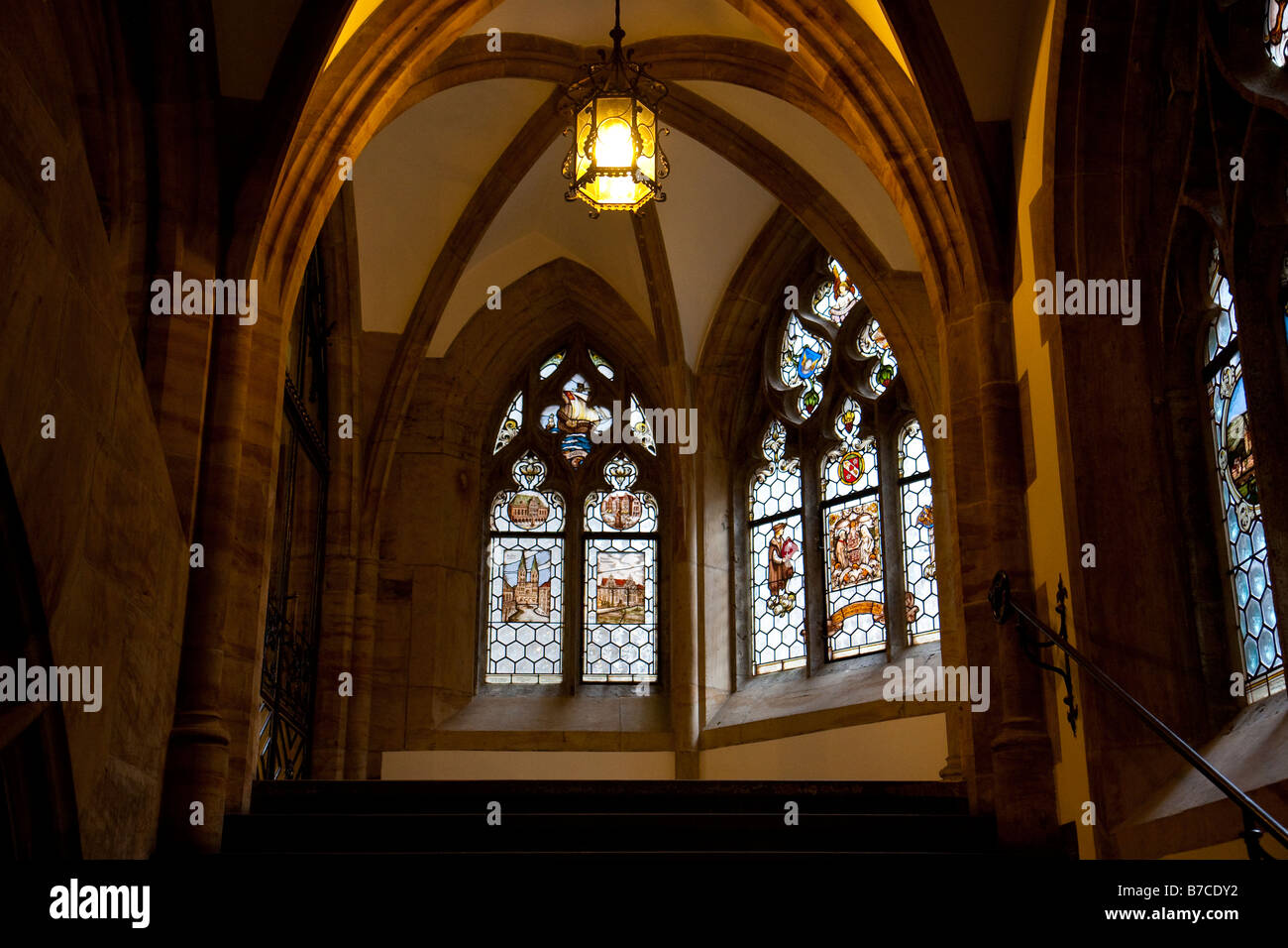 Munich Allemagne Rathaus vitraux Banque D'Images