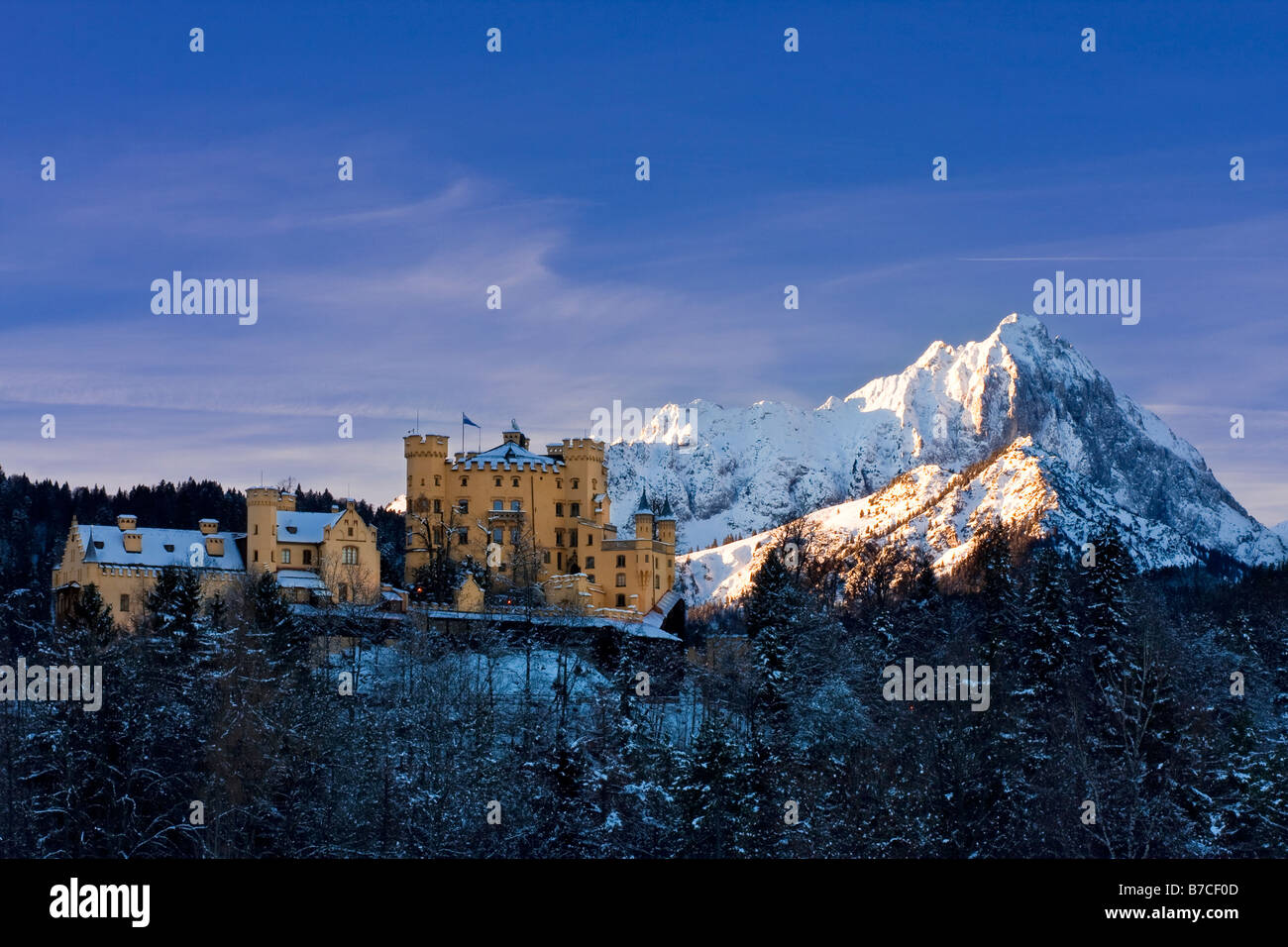 Tôt le matin, au Château de Hohenschwangau, Bavière, Allemagne Banque D'Images