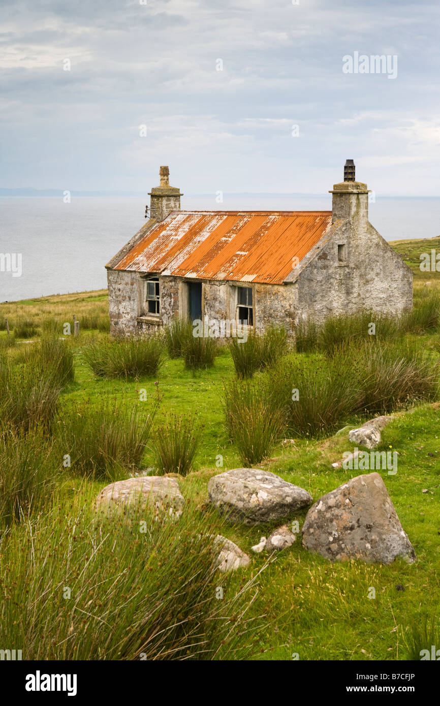 Les ruines d'un chalet, à proximité de Aultgrishan, au nord de Gairloch, Wester Ross, Highland, Scotland Banque D'Images