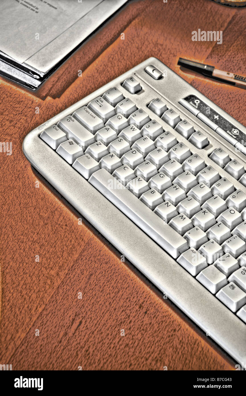 Clavier de l'ordinateur sur le bureau Détail Banque D'Images