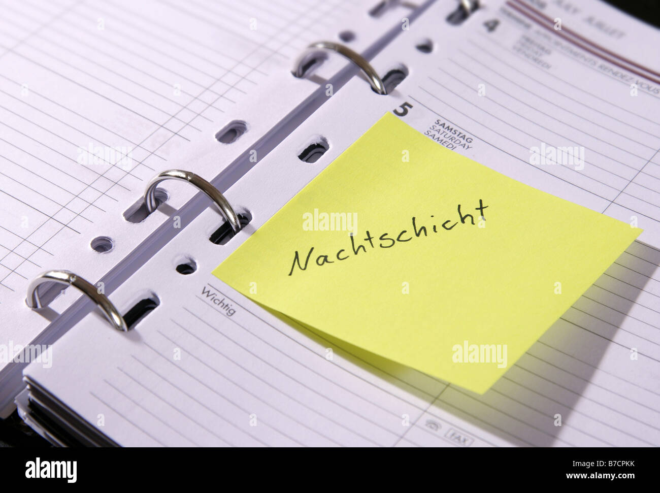 Carnet de rendez-vous 'Nachtschicht' ; 'night shift', Allemagne Banque D'Images