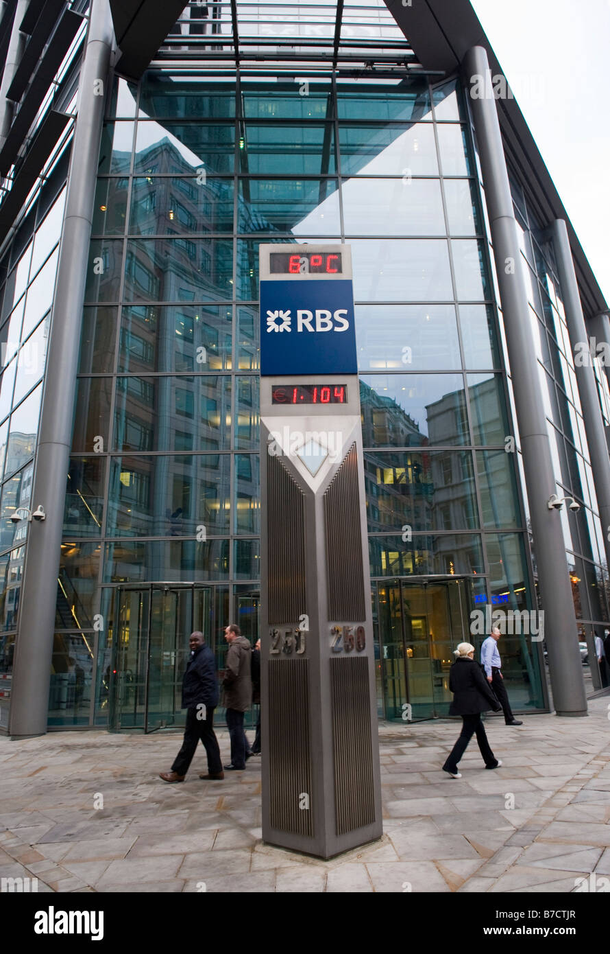 La façade de verre du bâtiment de la Royal Bank of Scotland Bishopsgate, Londres Banque D'Images