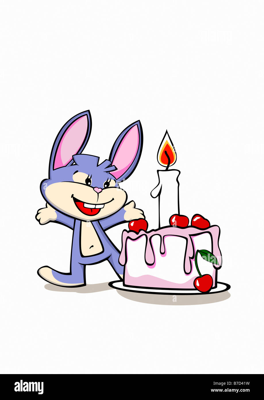 Un Dessin De Lapin A Cote D Un Gateau D Anniversaire Photo Stock Alamy