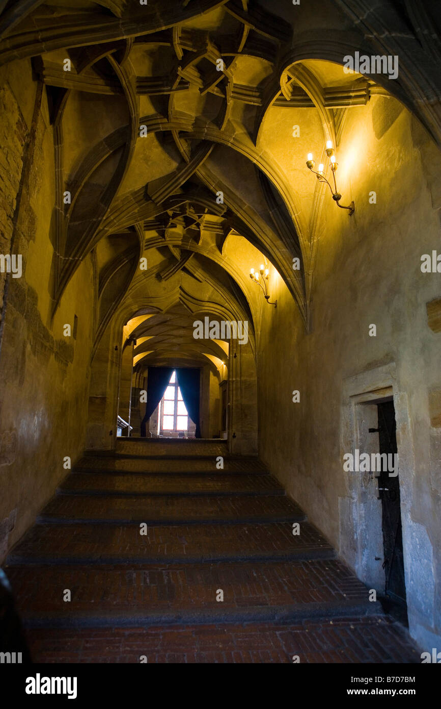 Escaliers des Chevaliers, Kralovski Royal Palace, Prague, République Tchèque, Europe Banque D'Images