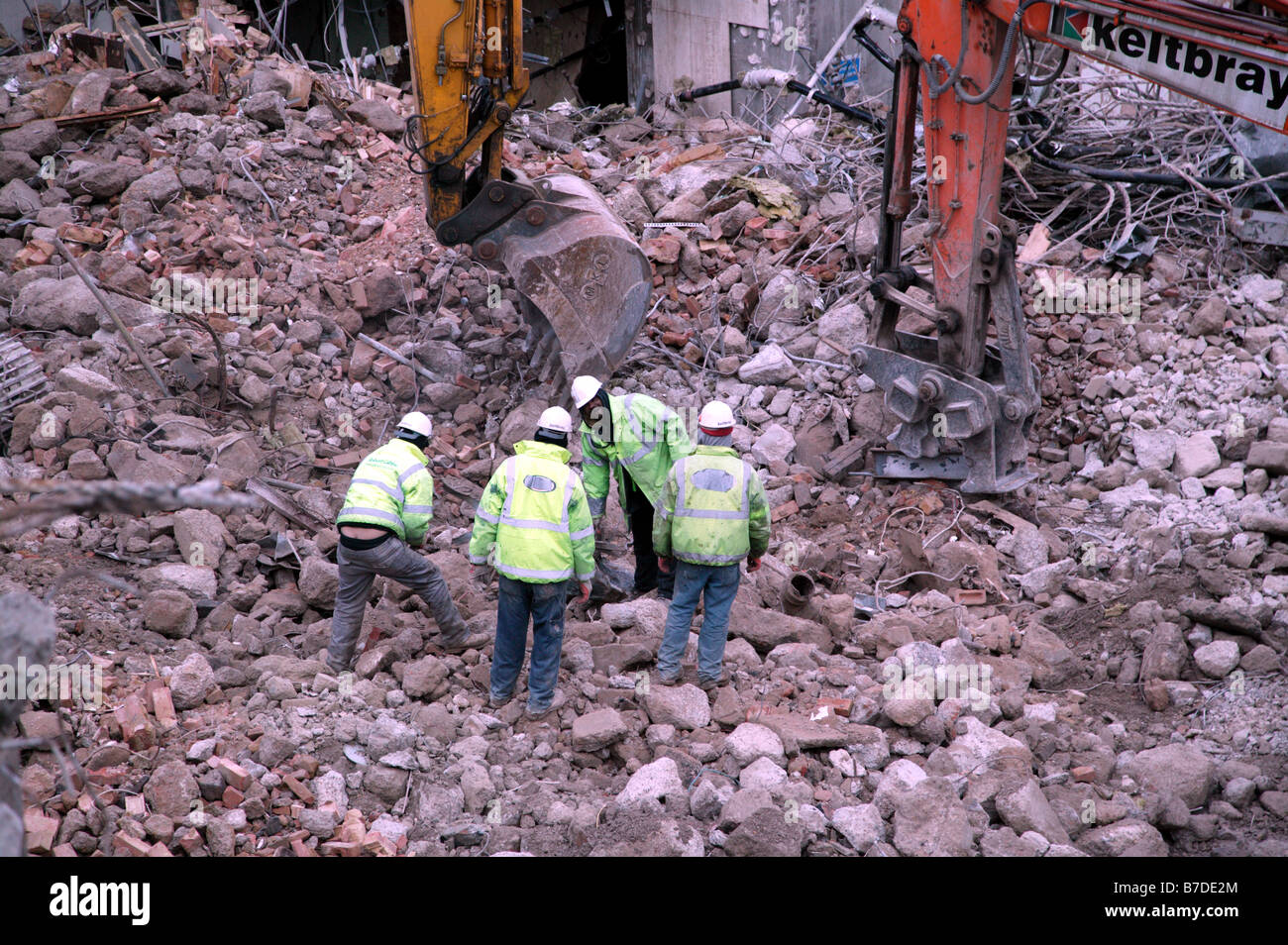 Gros plan d'un site de démolition à Southwark Towers, 32 London Bridge, Southwark Banque D'Images