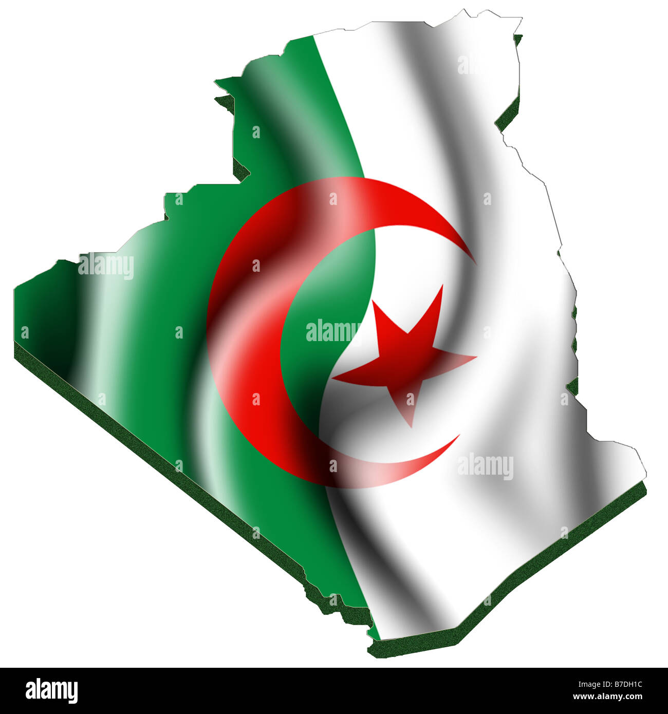 Carte et drapeau de l'Algérie Banque D'Images