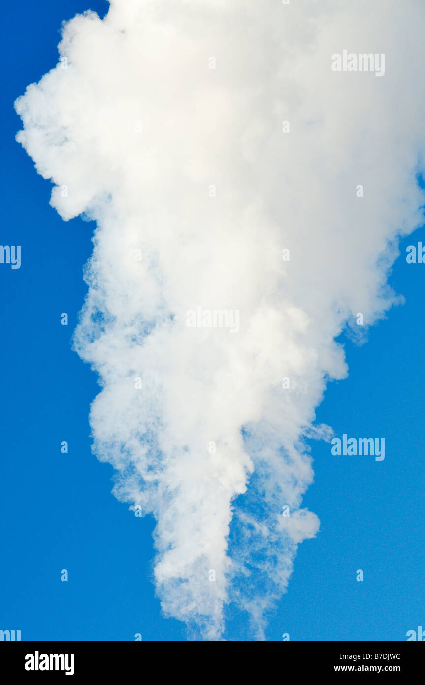 Fumée blanche sur fond de ciel bleu d'une centrale dans la région de Sandwich, Cape Cod, Massachusetts USA Banque D'Images