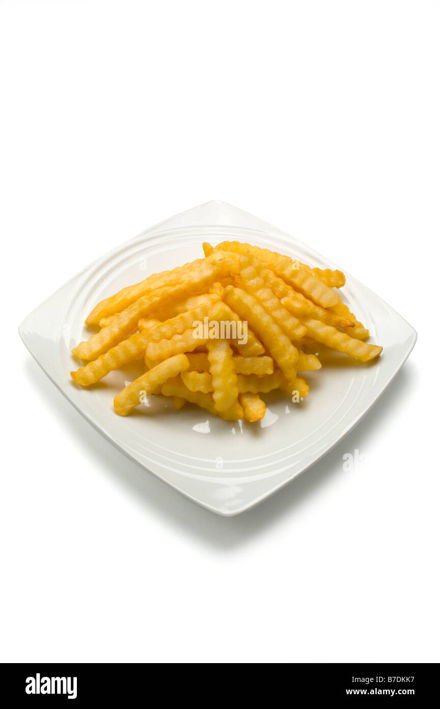 Frites on white plate Banque D'Images
