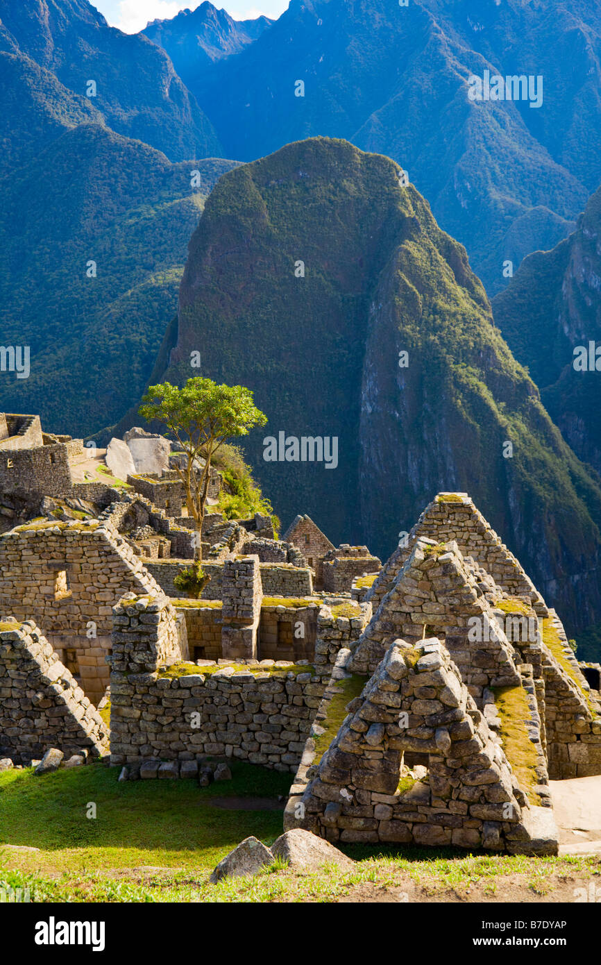 Maisons de Machu Picchu Banque D'Images