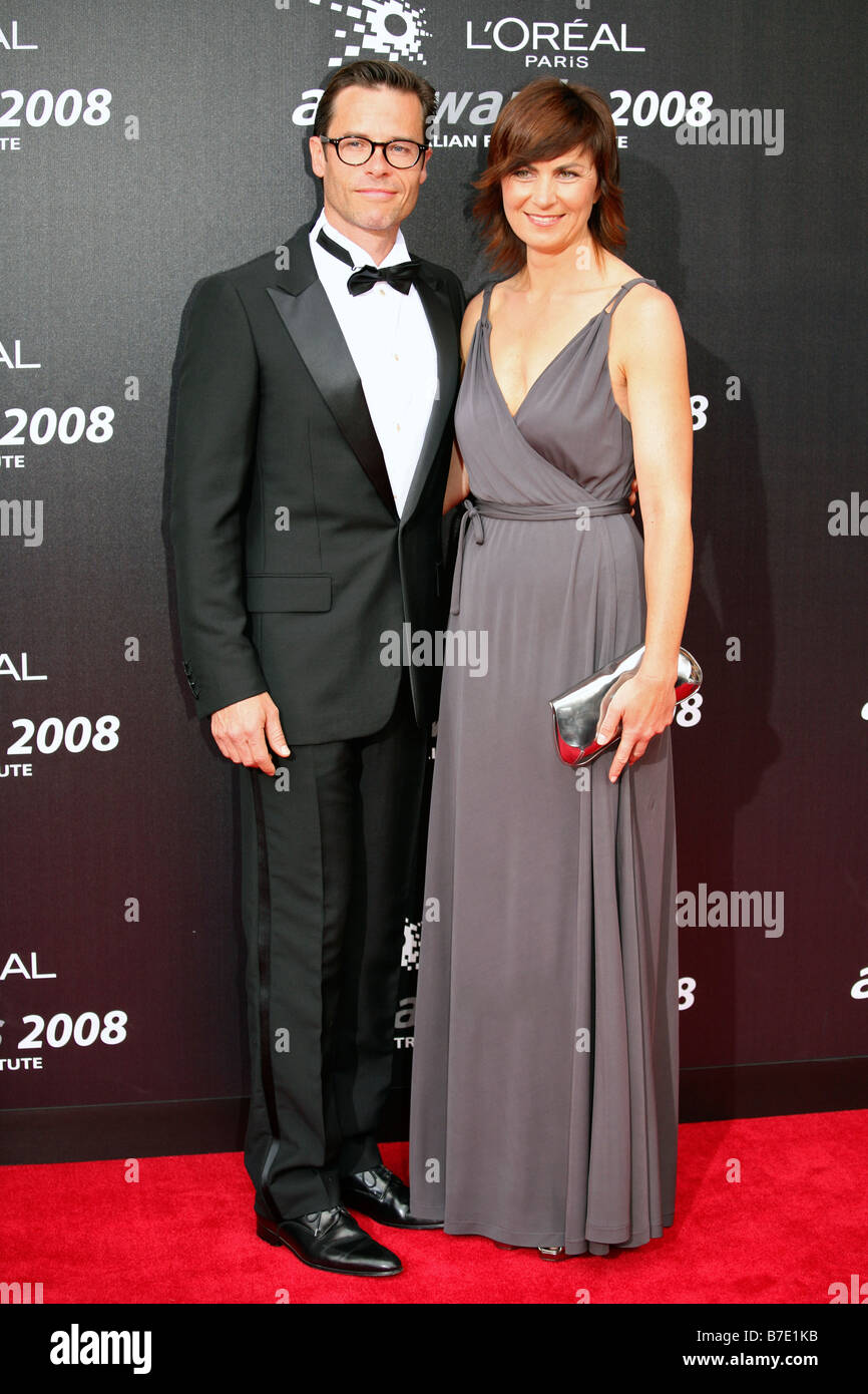 Guy Pearce et épouse Kate Pearce à la L'Oréal 2008 AFO Awards, Princess Theatre, Melbourne, Australie Banque D'Images