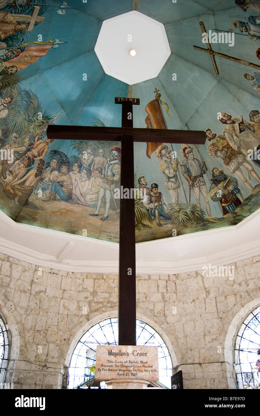 La croix de Magellan, la place de l'Hôtel de Ville, à Cebu, Cebu, Visayas, Philippines Banque D'Images