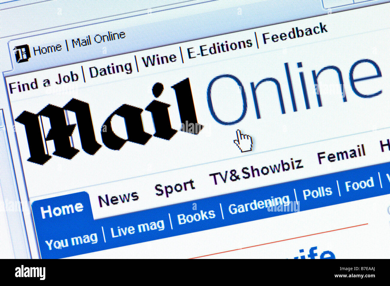 Capture d'écran de macro journal Daily Mail site (usage éditorial uniquement) Banque D'Images