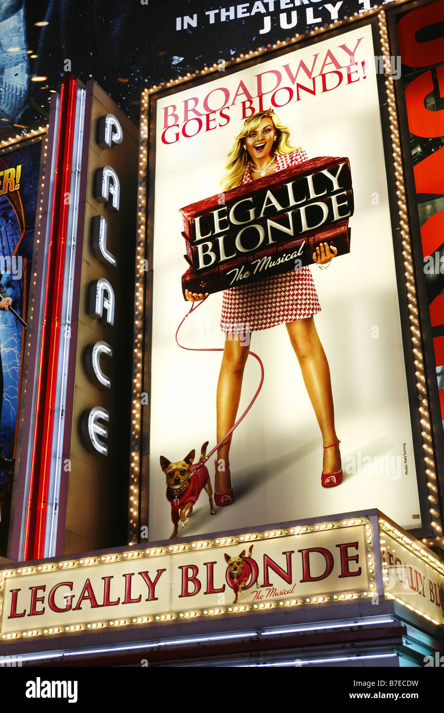 Théâtre de Broadway, Panneau d'affichage, de Times Square, New York City, USA Banque D'Images