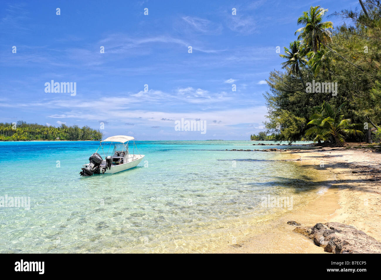 Belle plage, 98728 Papetoai à Moorea, Polynésie Française Banque D'Images