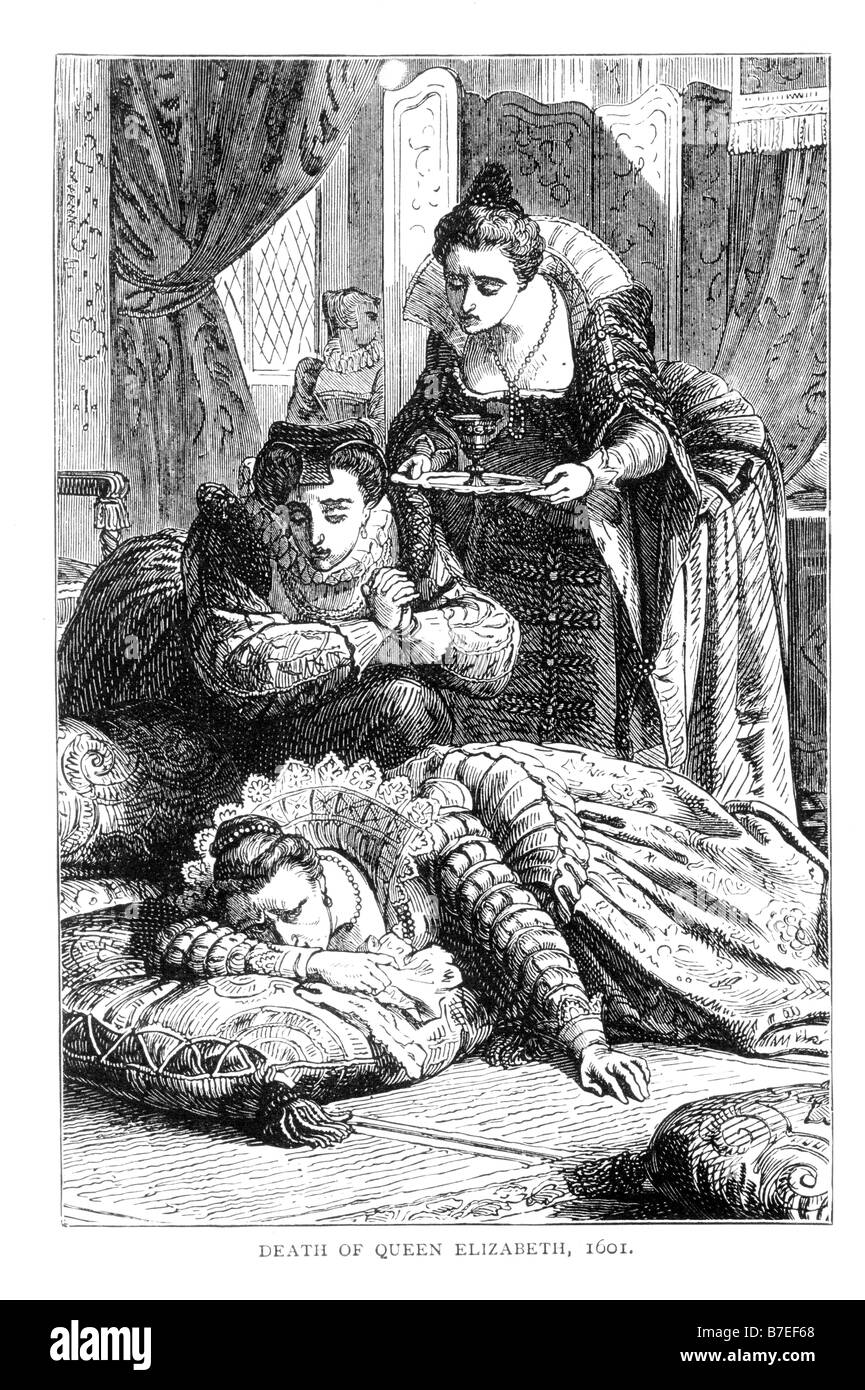 La mort de la Reine Elizabeth I 19e siècle Illustration Banque D'Images