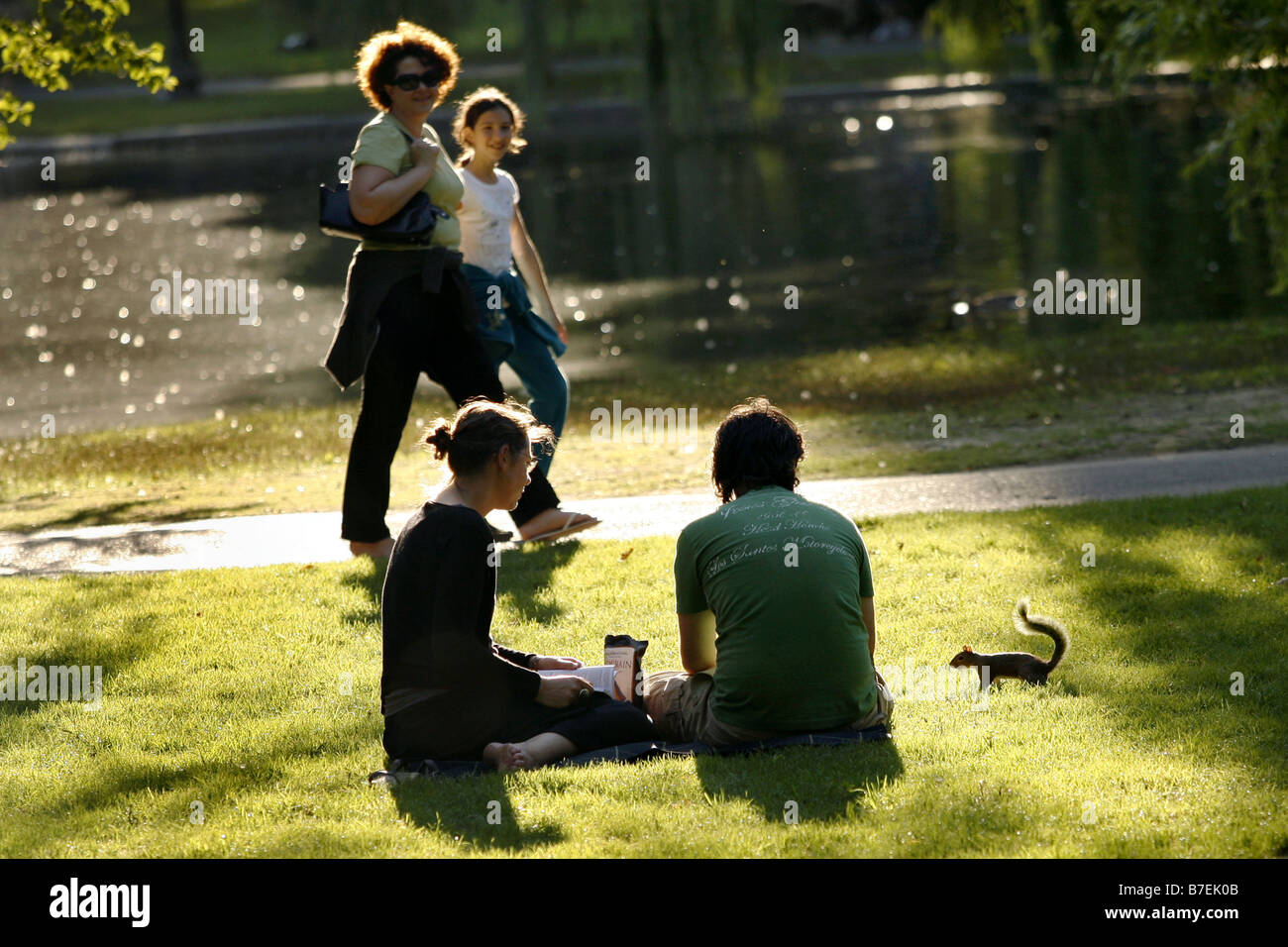 Les personnes et l'Écureuil, Boston Common, Boston, Massachusetts, USA Banque D'Images