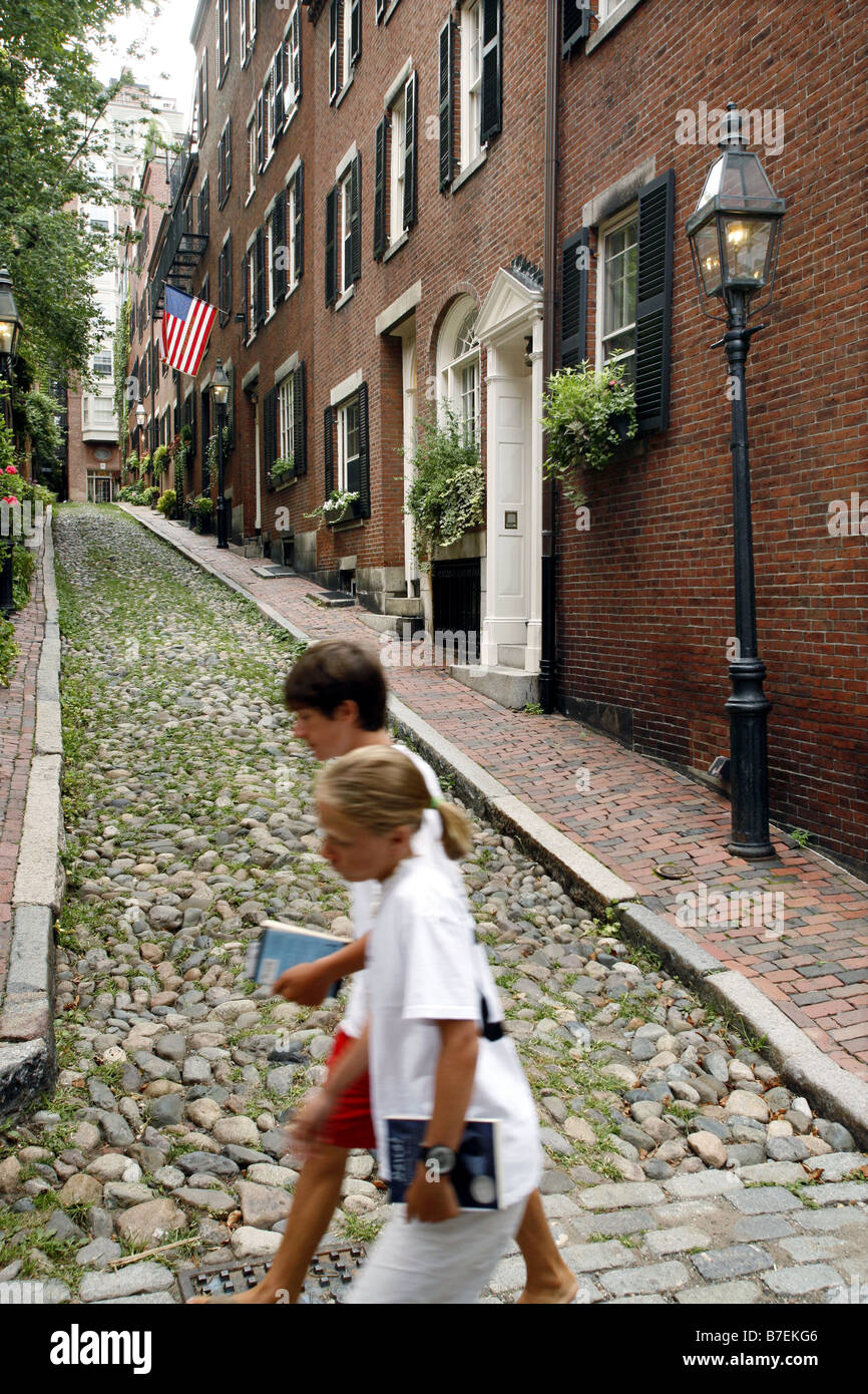 Acorn Street, Beacon Hill, Boston, Massachusetts, USA Banque D'Images