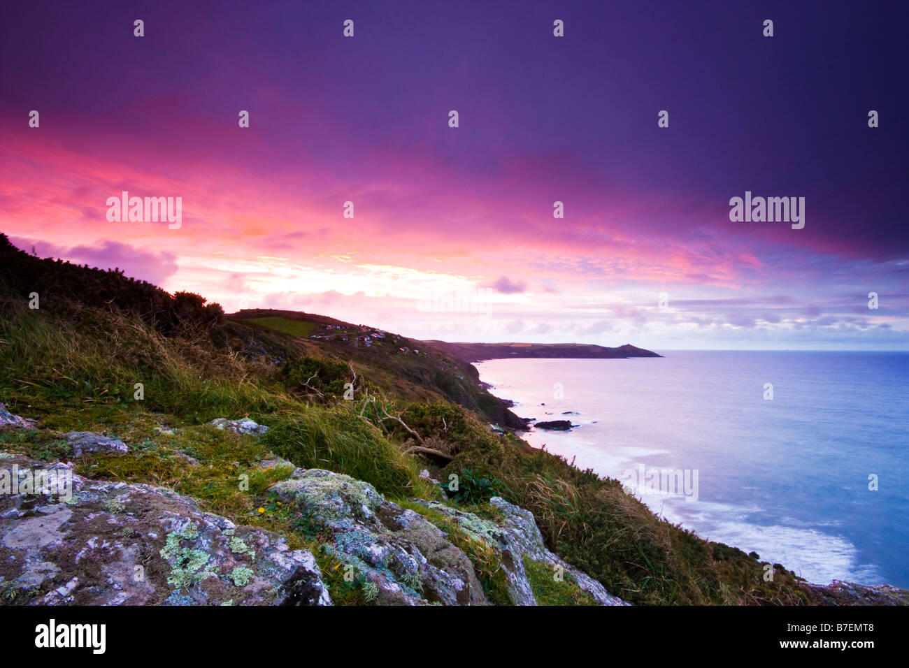 Lever de soleil sur l'Rame Head Cornwall Whitsand Bay UK Europe Banque D'Images