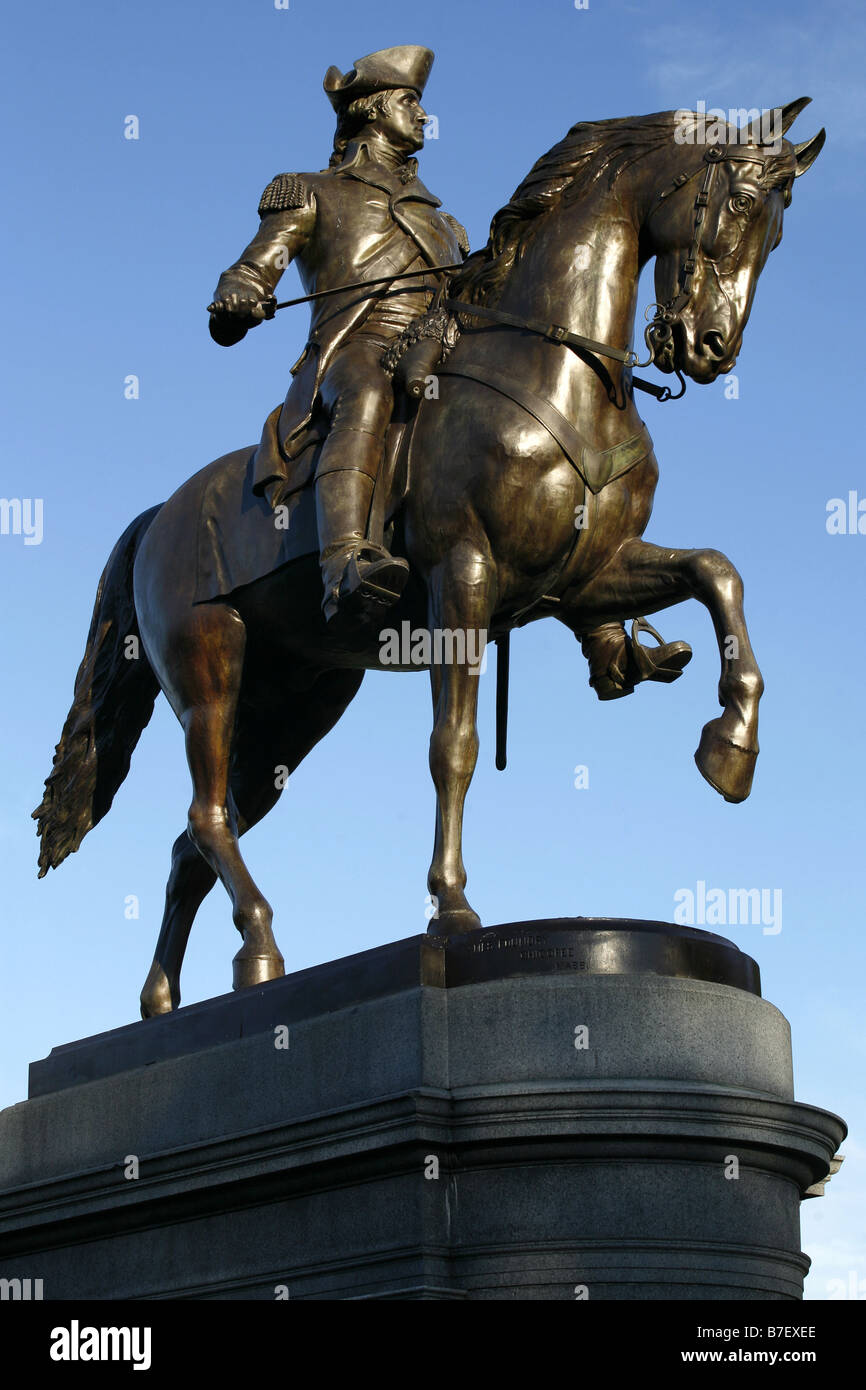 Statue de George Washington, Boston Common, Boston, Massachusetts, USA Banque D'Images