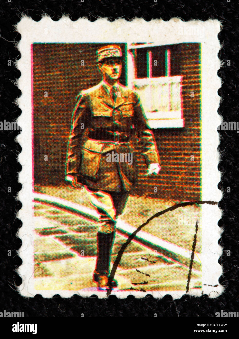 Charles de Gaulle (1890-1970), Général, Président de la France, timbre-poste, Ajman, Émirats arabes unis Banque D'Images