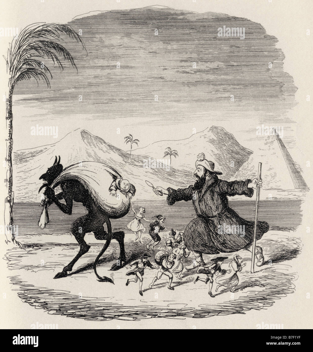 Légende de Saint-Médard. Illustration de George Cruikshank de The Ingoldsby Legends publié par Richard Bentley son, 1887. Banque D'Images