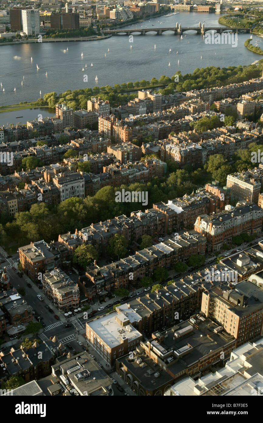 Back Bay & Charles River, vue de la Prudential Tower, Boston, Massachusetts, USA Banque D'Images