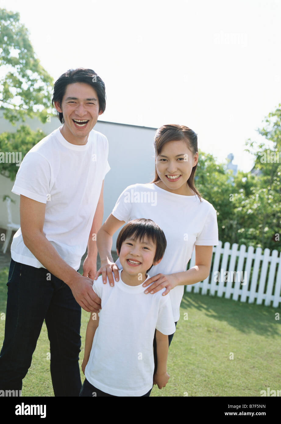 Famille avec le sourire Banque D'Images