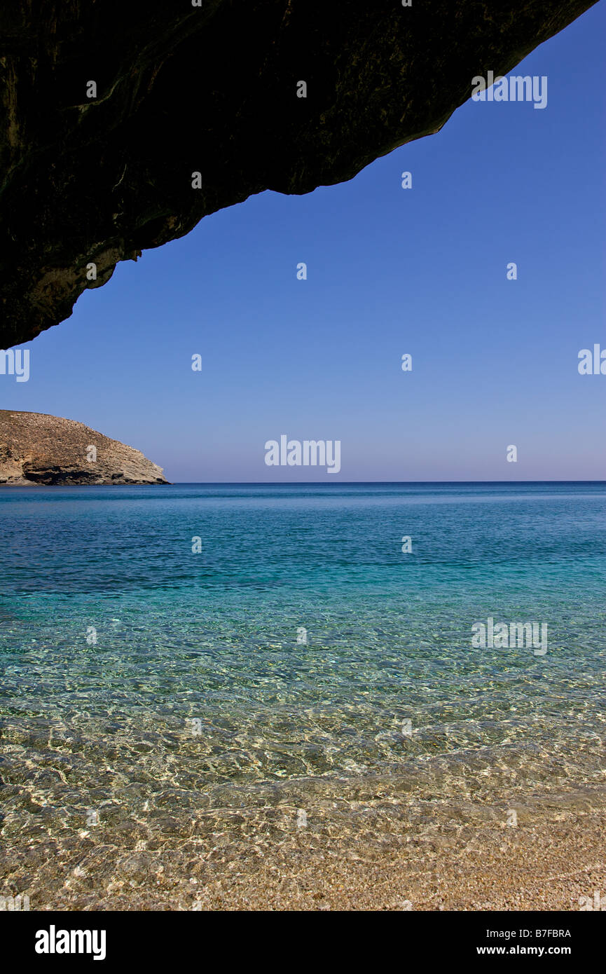 La plage d' Achla sur l'île d'Andros Cyclades Grèce Banque D'Images